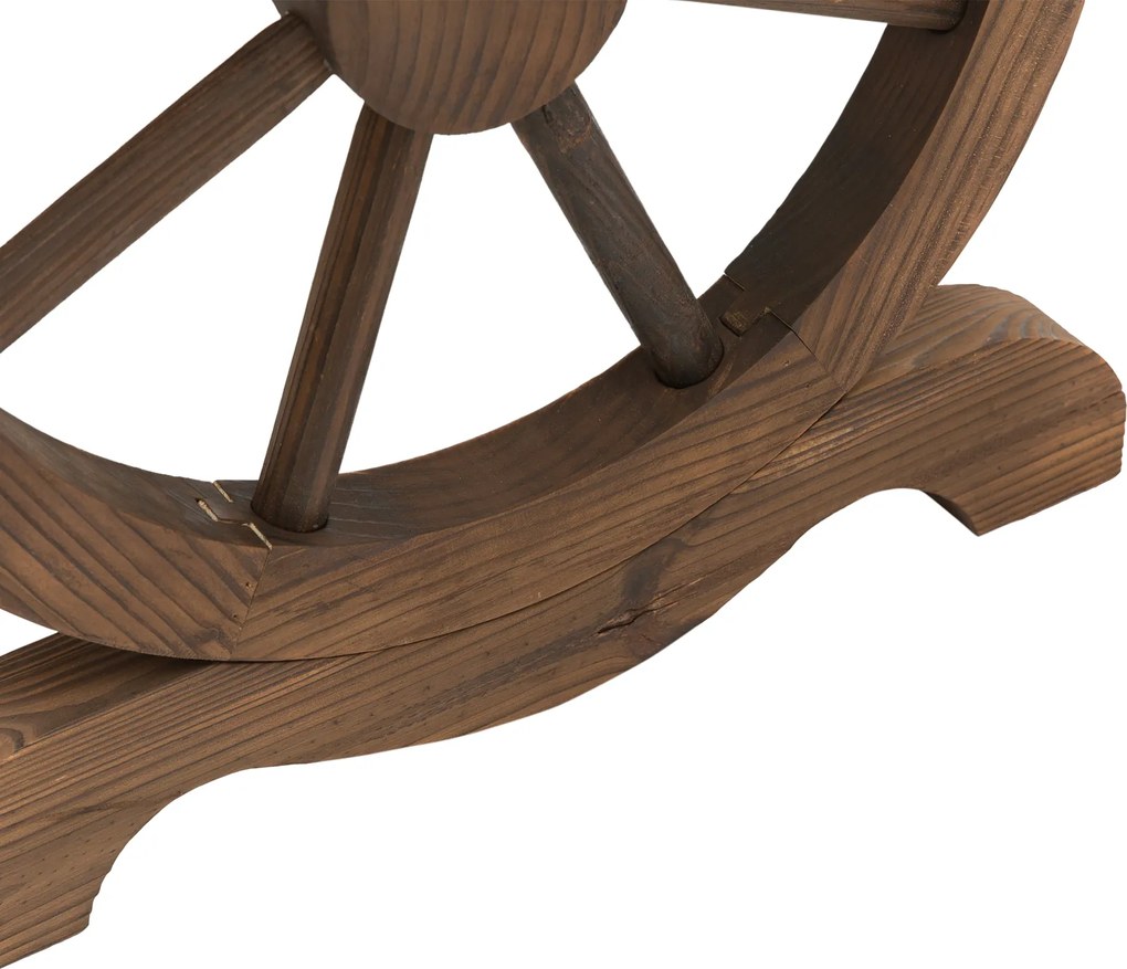 Outsunny Stół Ogrodowy Drewniany Okrągły Odporny na Warunki Atmosferyczne Naturalny 115x60x65cm | Aosom PL