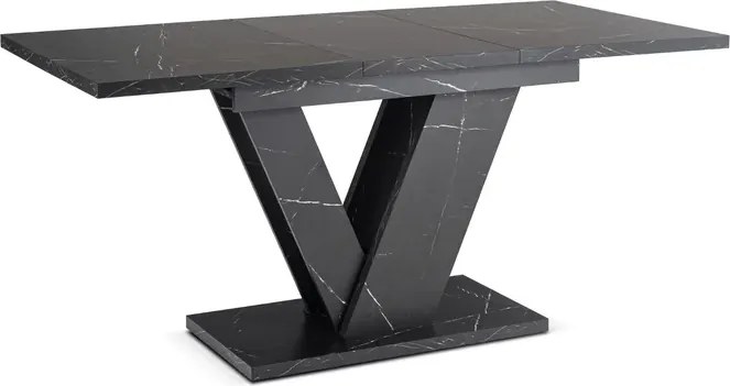 Stół Prostokątny Rozkładany CLARK 120-160 cm Czarny Marmur Glamour