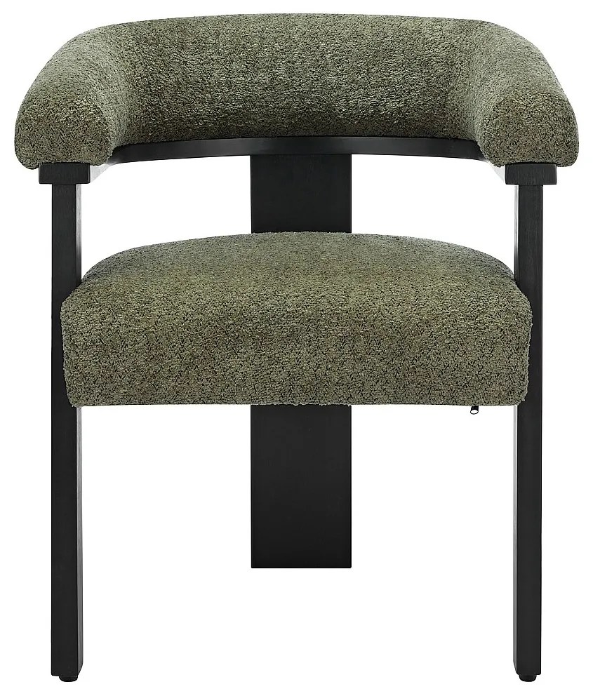 Krzesło z podłokietnikami z bukli i drewna kauczukowego - Khaki i czarny - LIVELIA marki Pascal Morabito