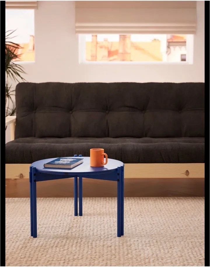 Niebieski okrągły stolik z litego drewna sosnowego ø 80 cm Sticks – Karup Design