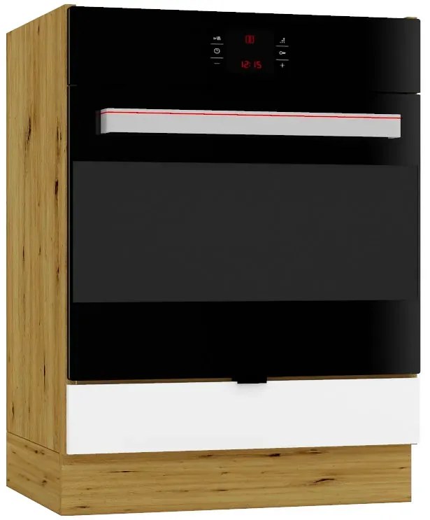 Szafka kuchenna pod piekarnik biały + dąb artisan W6-F57