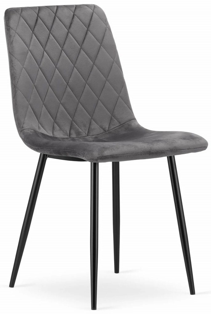 Ciemnoszare krzesło do kuchni TURIN aksamitne z czarnymi nogami