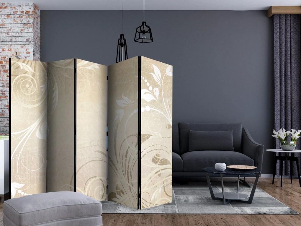 Parawan dwustronny Abstrakcje 225x172 cm 5-częściowy biały ARTGEIST B