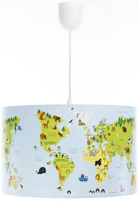 Dziecięca lampa wisząca mapa świata - A326 H9-H24
