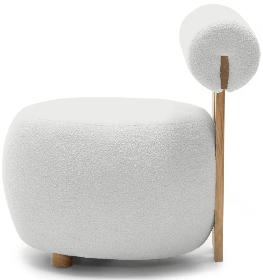 Biały designerski fotel HANNA, dąb