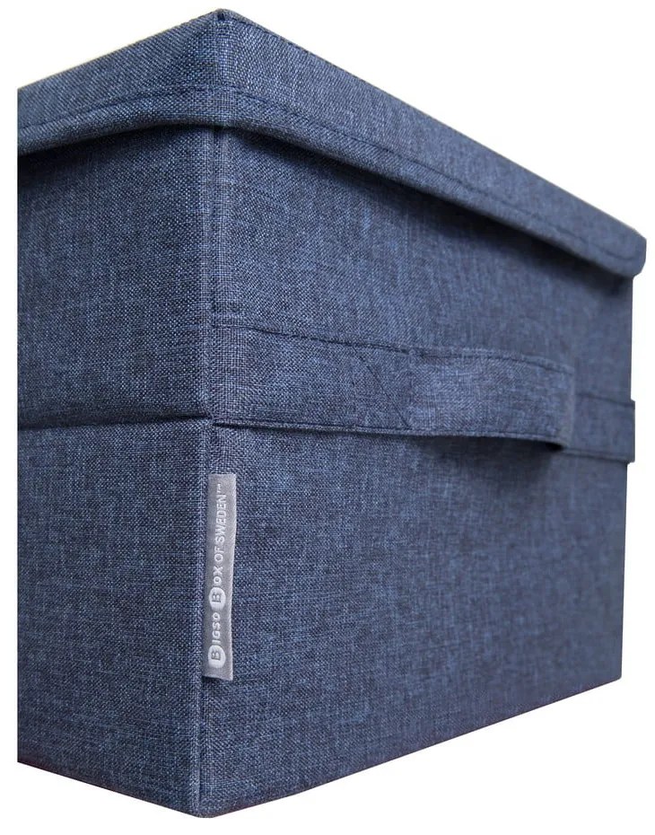 Niebieski tekstylny pojemnik z pokrywką 35x19x26 cm Soft Storage – Bigso Box of Sweden
