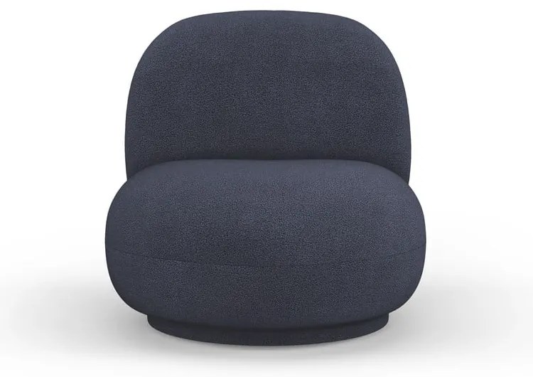 Ciemnoniebieski fotel z materiału bouclé Chuck – Micadoni Home