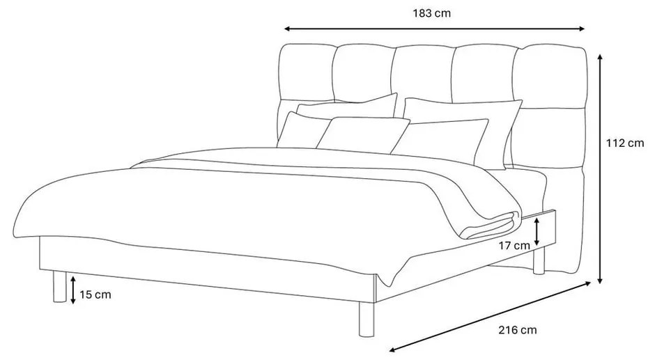 Jasnoszare tapicerowane łóżko dwuosobowe ze stelażem 160x200 cm Kumo – Bobochic Paris
