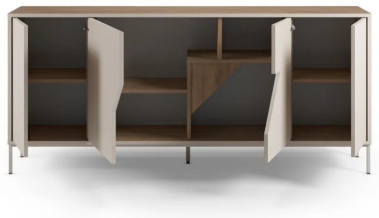 Kremowo-naturalna komoda w dekorze dębu 180x80x40 cm Lilou – Marckeric