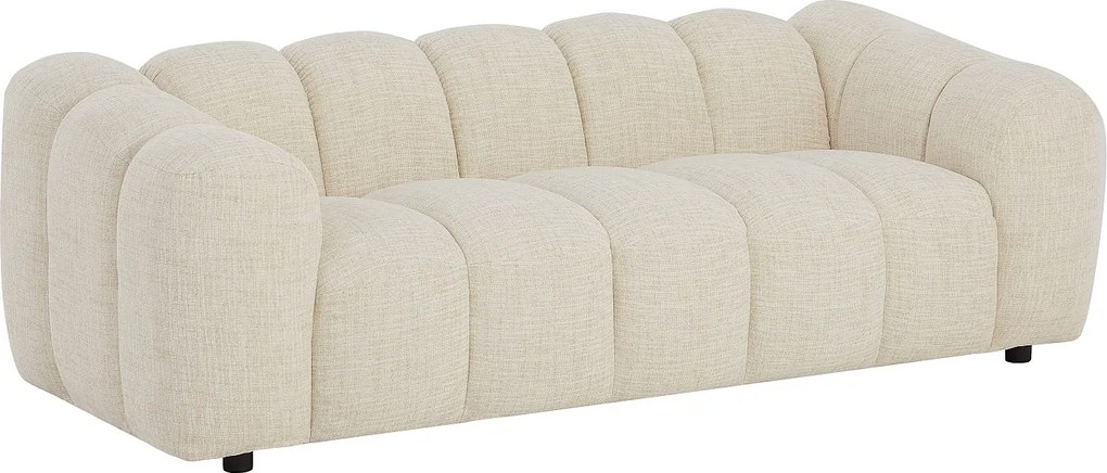 Kanapa 3-osobowa z beżowej tkaniny szenilowej NELIMAR