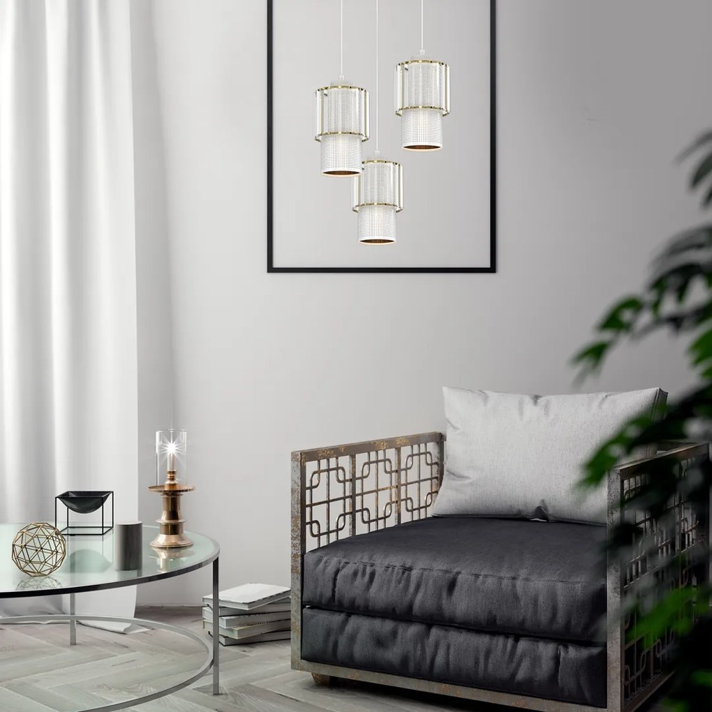 Lampa wisząca BLANCO 3xE27, potrójna, kryształowa, na kole