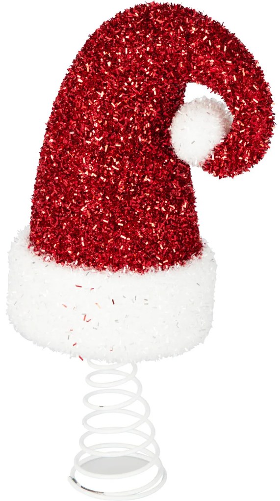 Czubek na choinkę, brokatowa czapka Mikołaja, 32 cm
