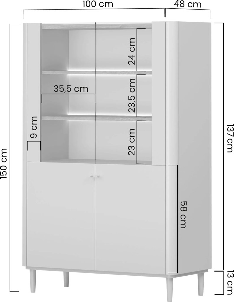 Witryna Elivo 100 cm dwudrzwiowa na nóżkach - eukaliptus / dąb baltic dune