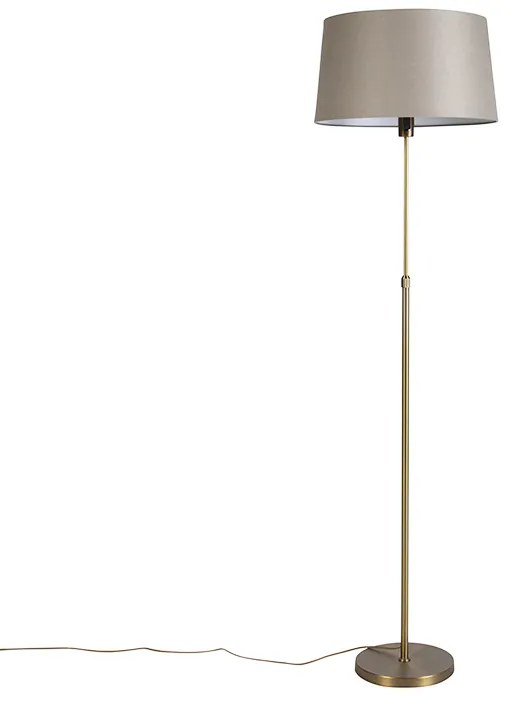 Lampa podłogowa brązowa z abażurem z lnu w kolorze taupe 45 cm, regulowana - Parte