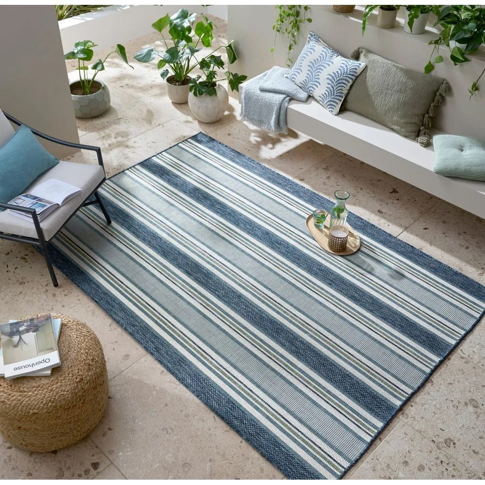 Zielononiebieski dywan odpowiedni na zewnątrz 200x290 cm Roma Stripe – Flair Rugs