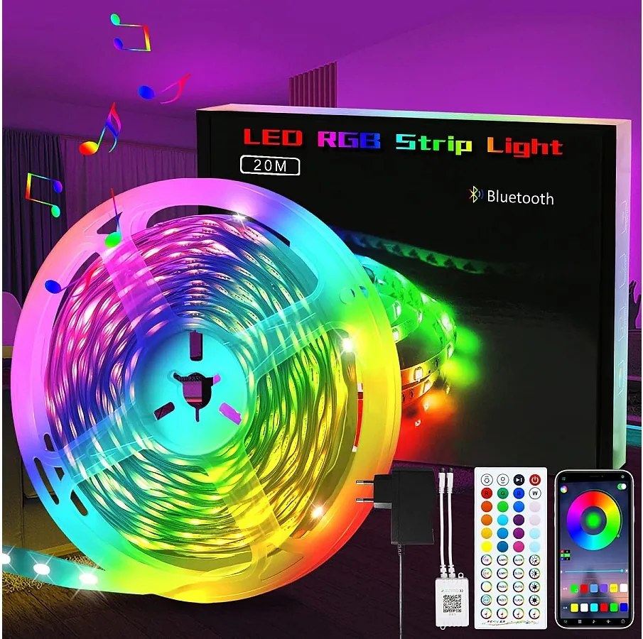Taśma LED RGB NETTLIFE z regulacją za pomocą pilota APP Taśma LED