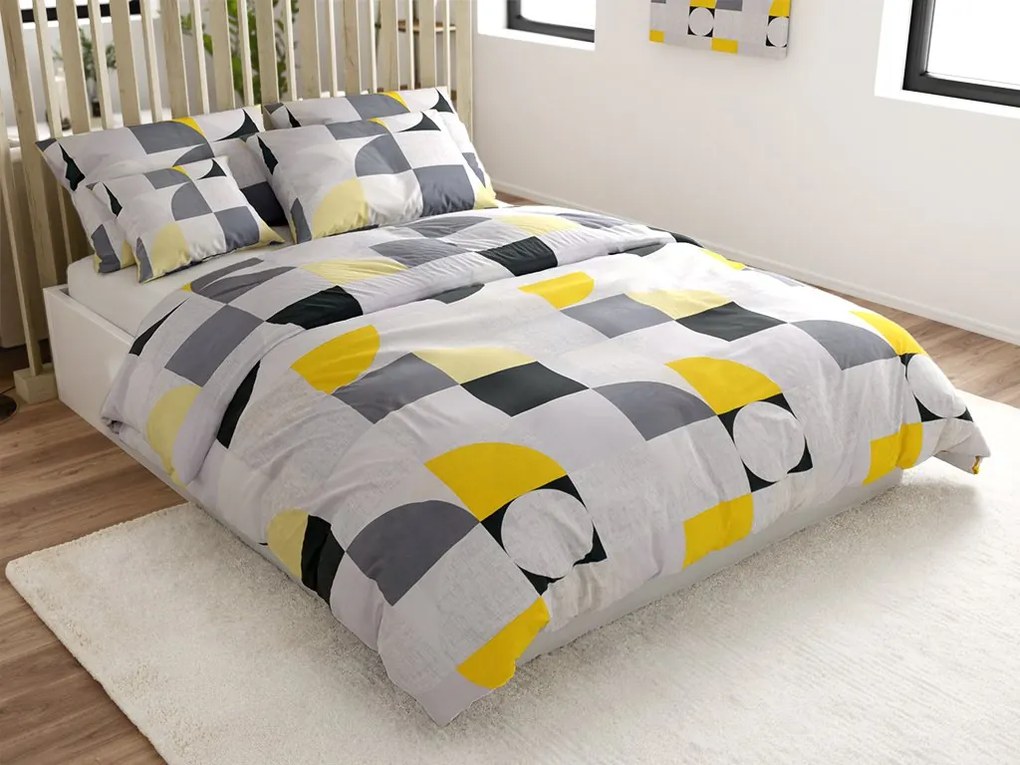 PrzytulneMieszkanie.pl PrzytulneMieszkanie.pl Pościel z kory z bawełny Renforcé GEOMETRIES kremowa Rozmiar pościeli: 70 x 90 cm | 140 x 200 cm