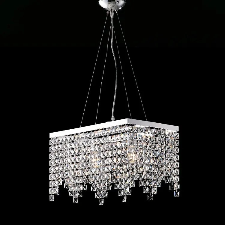 Lampa wisząca Penelope z mosiądzu i chromowanego żelaza, 2 lampy z kryształkami, dł. 48 x 30 cm, BL31-2-CR