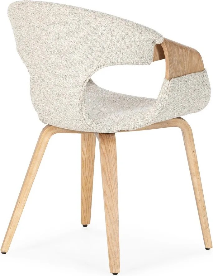 Beżowe tapicerowane fotele jadalniane zestaw z podłokietnikami 2 szt. Elif – MOME