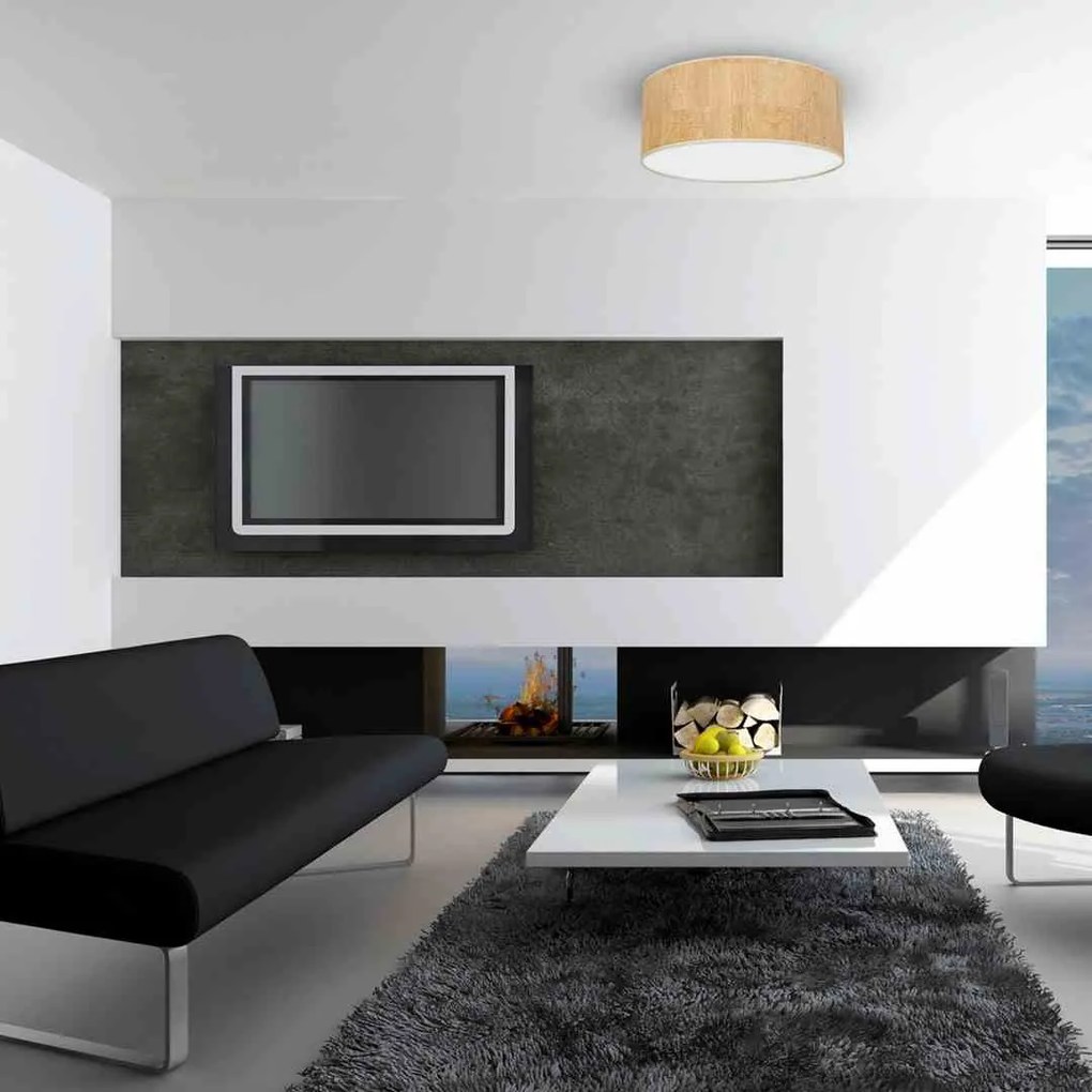 Lampa sufitowa korek, biała, okrągła CORK White/Cork 2xE27