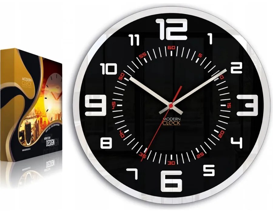 Zegar ścienny okrągły cichy klasyczny akrylowy na ścianę duże cyfry czarny