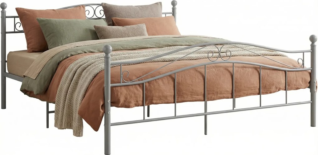 Metalowe szare łóżko w stylu loft 180x200 cm H2-E43