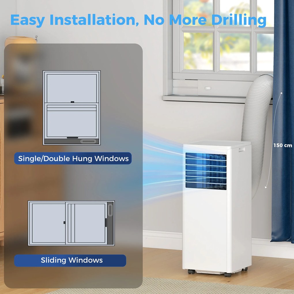 HOMCOM Przenośny klimatyzator 9000 BTU, 4-w-1 z chłodzeniem, osuszaczem, wentylatorem, trybem nocnym | Aosom PL