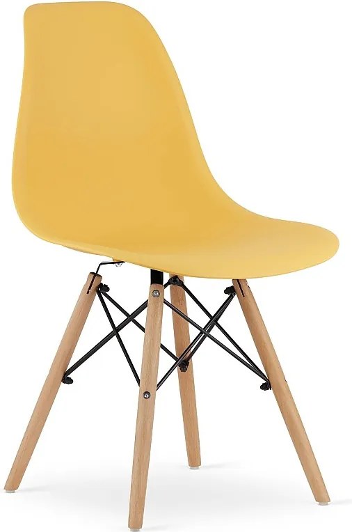 Krzesło Valora OSAKA, musztardowe, naturalne, nogi, polipropylen, buk