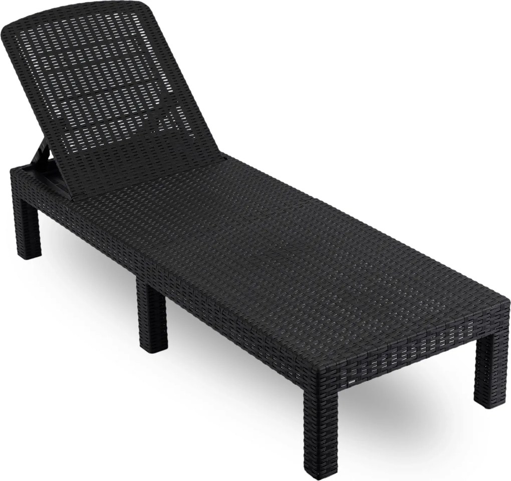 Fotel Ogrodowy Leżak LUIZJANA Technorattan Czarny/Szary