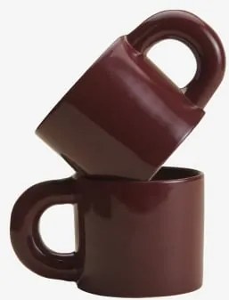 Pack 2 Filiżanek Do Kawy 30 Cl Z New Bone China Rylvane Czerwone Wino - Sklum