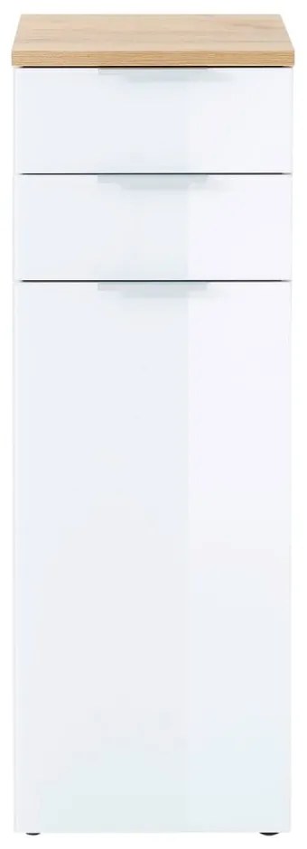 Biała wysoka szafka łazienkowa w dekorze dębu 39x112 cm Pescara – Germania