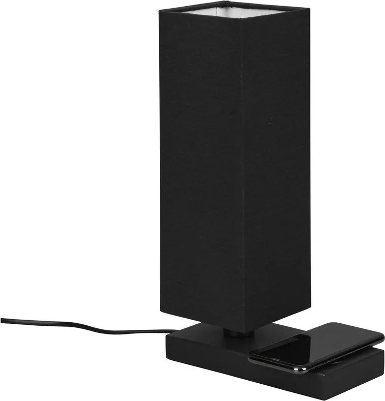Lampa stołowa z ładowarką bezprzewodową w kolorze matowej czerni (wys. 35 cm) Haley – Trio