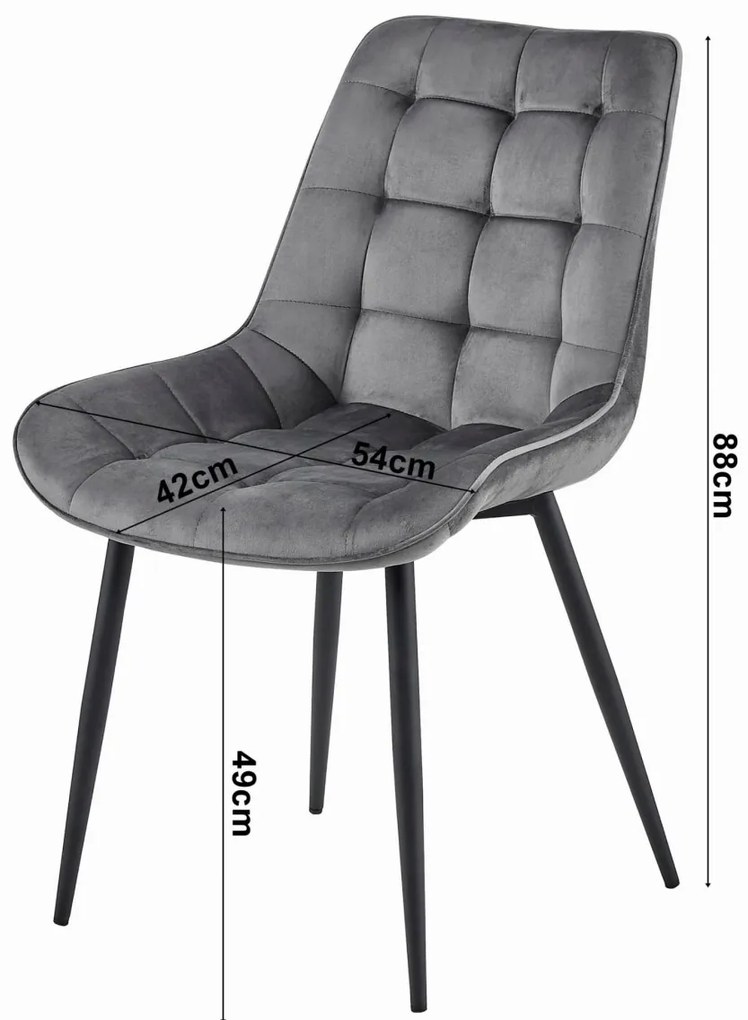 Krzesło aksamitne BERA ciemnoróżowe z czarnymi nogami