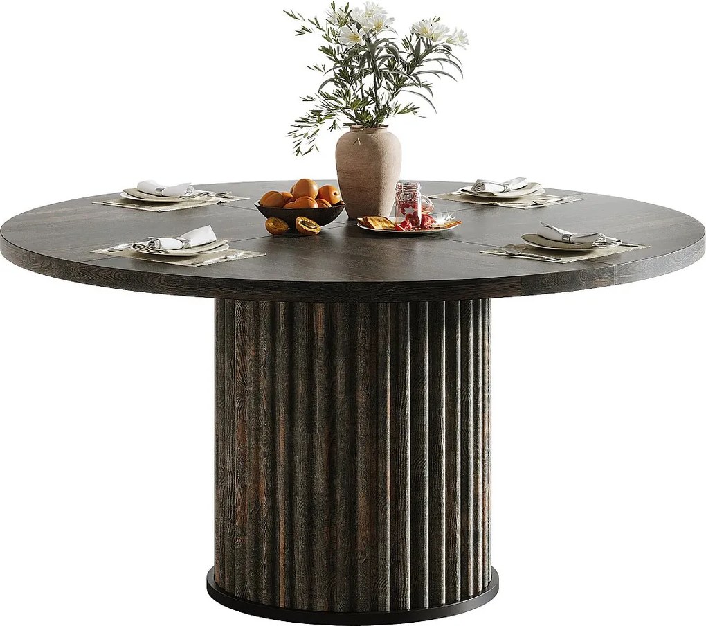 Okrągły stół jadalny dla 4-6 osób, 120 cm, nowoczesny okrągły stół kuchenny z żłobioną okrągłą podstawą