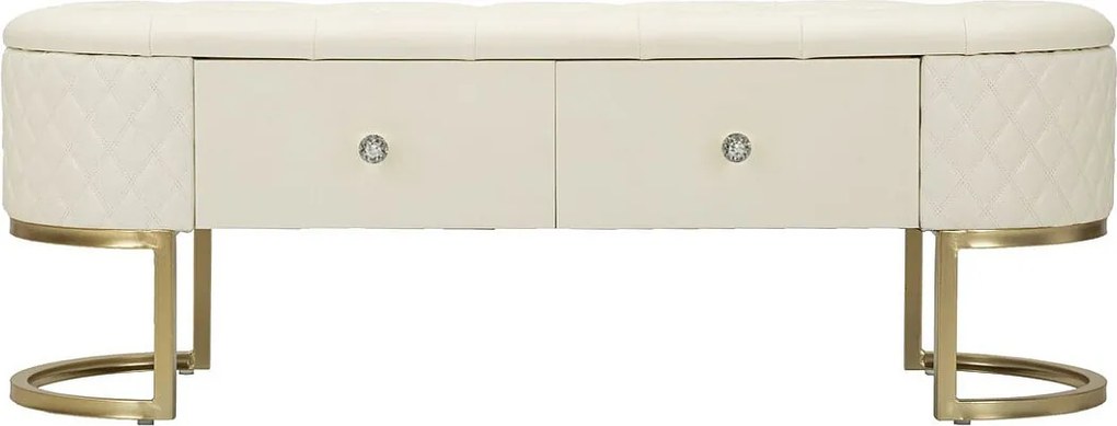 Ławka z Miejscem do Przechowywania VKH302, Biały, 120x40x43 cm, Kendra Home