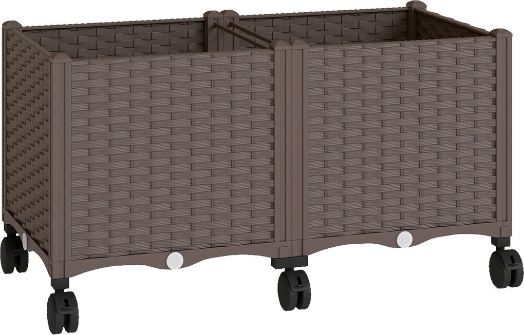 Outsunny podwyższona grządka z tworzywa sztucznego, samo-nawadniająca się skrzynia z otworami odpływowymi i korkami | Aosom PL