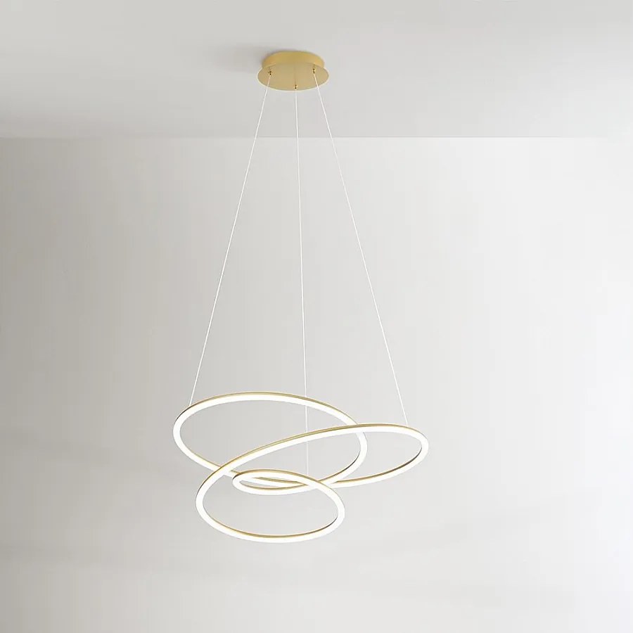 Lampa wisząca LED SPIRA z metalu w kolorze szczotkowanego złota 96W