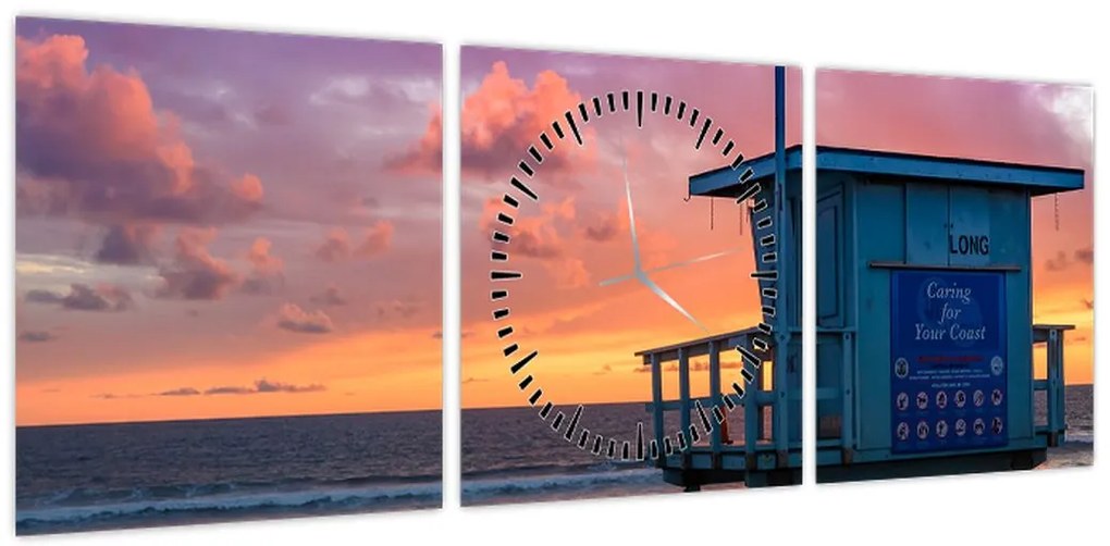 Obraz z plaży Santa Monica (z zegarem) (90x30 cm)
