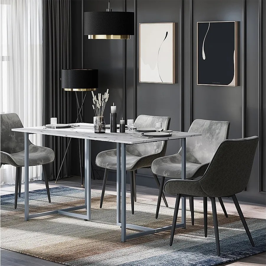 Stół do jadalni szary/marmurowo-biały 140x80x75 merido