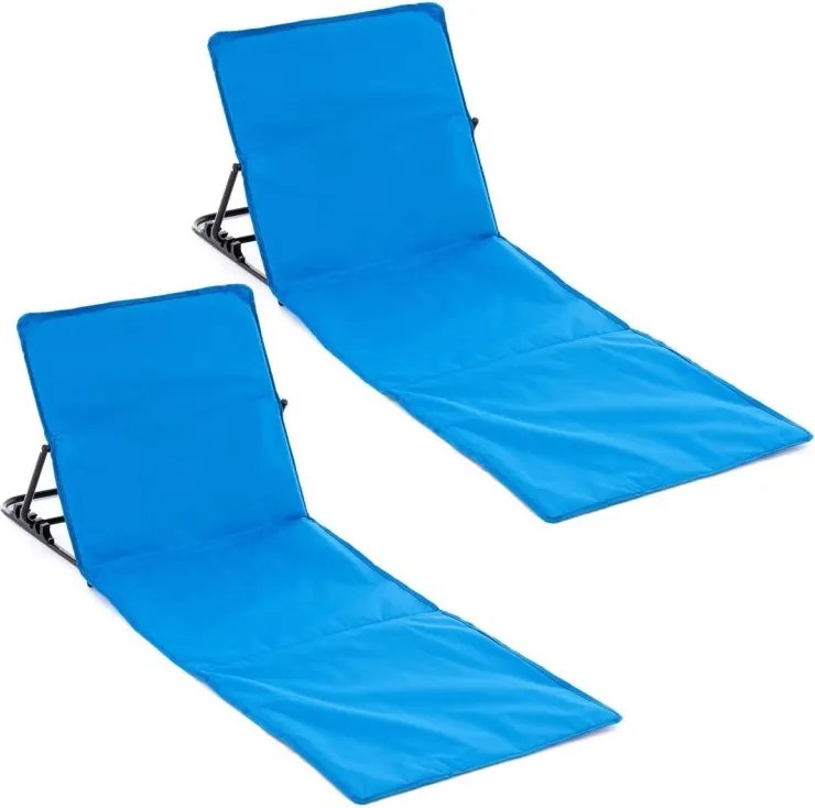 Regulowana podkładka plażowa z oparciem, niebieska, 2 sztuki