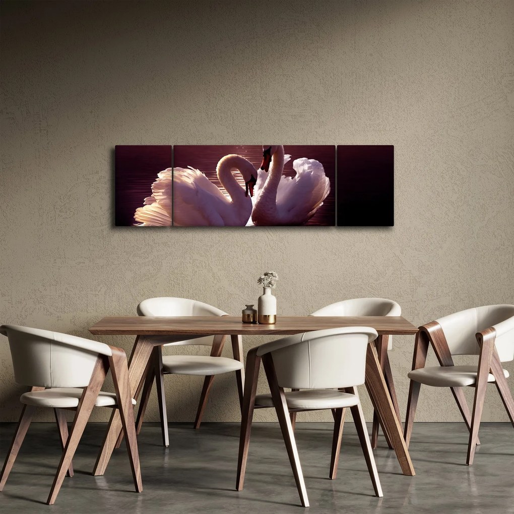 Obraz - Łabędzie na jeziorze (170x50 cm)