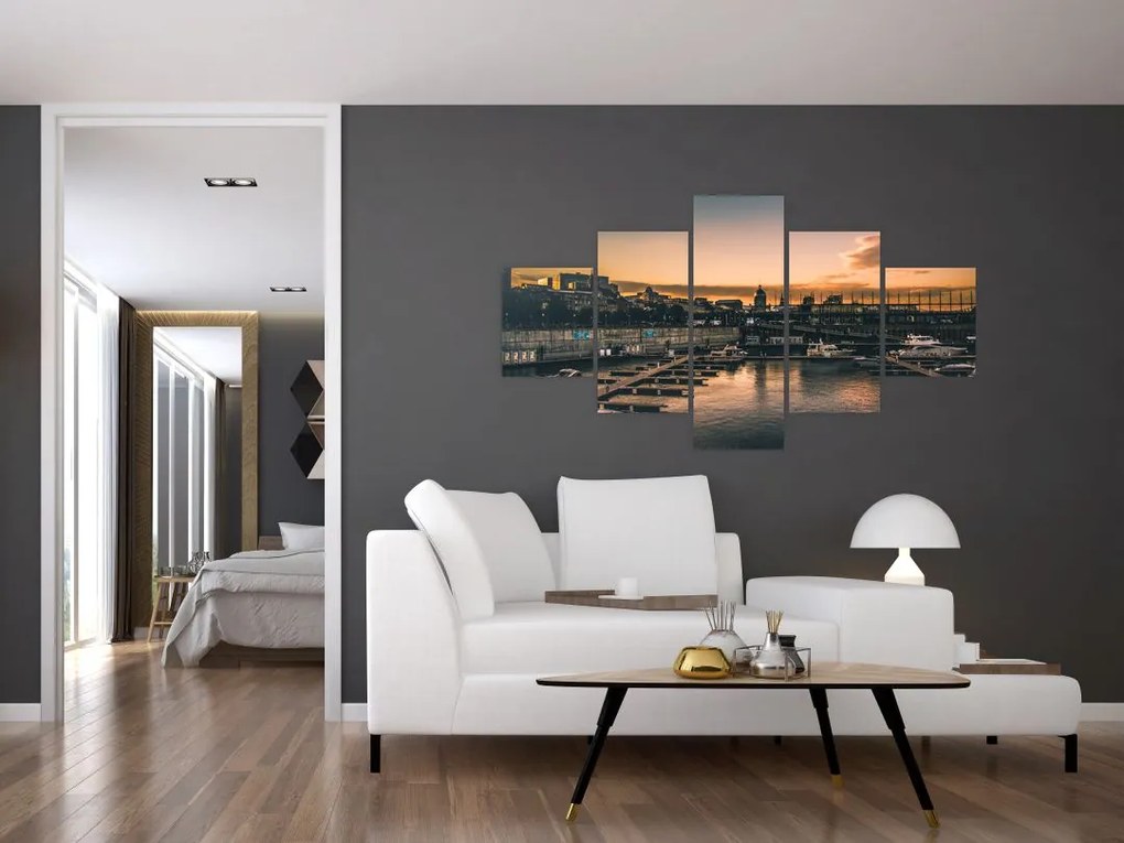 Obraz - miasto portowe (125x70 cm)