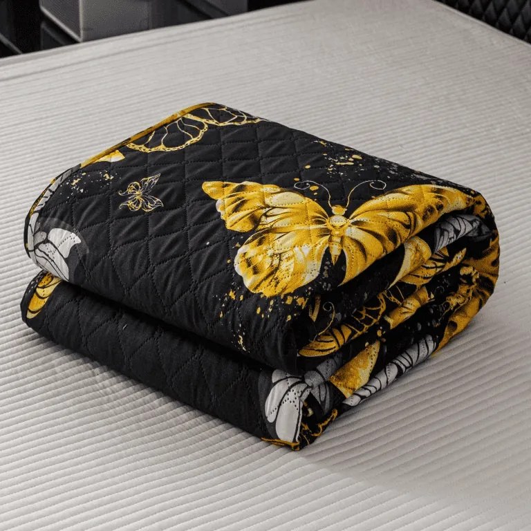 Narzuta na łóżko GOLD BUTTERFLY czarny Rozmiar: 170 x 210 cm
