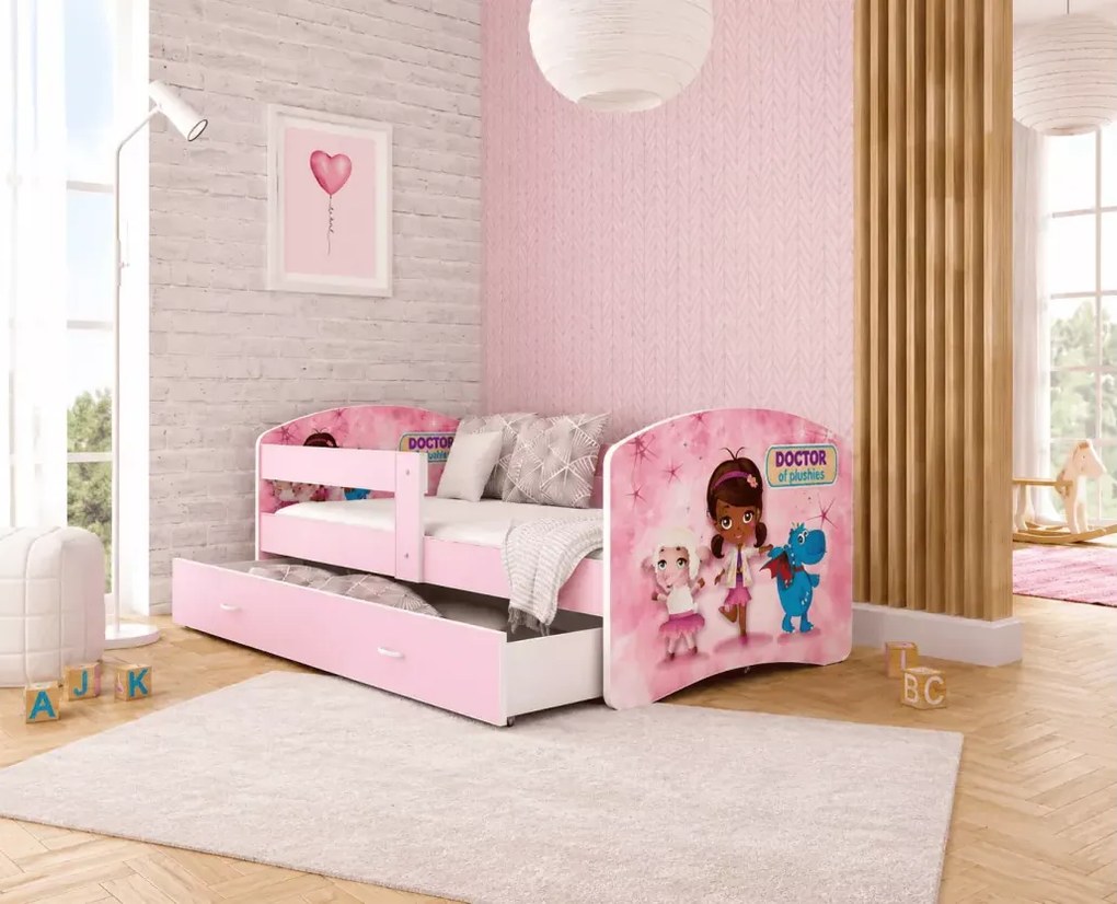 Łóżko dziecięce Dafin II z szufladą 80x140-80x190 MDF barierka stelaż Flex