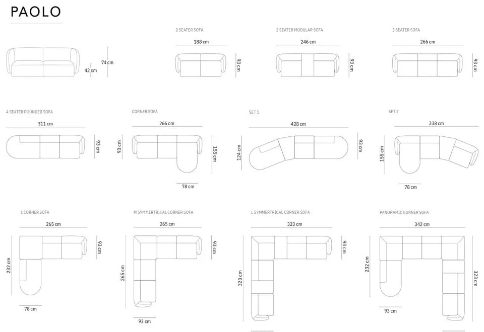 Niebieska aksamitna sofa 188 cm Paolo – Milo Casa