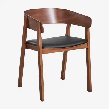 Zestaw 2 Krzeseł Do Jadalni Olsen Wooden Ciemna Czerń & Sztucznej Skóry Negro - Sklum