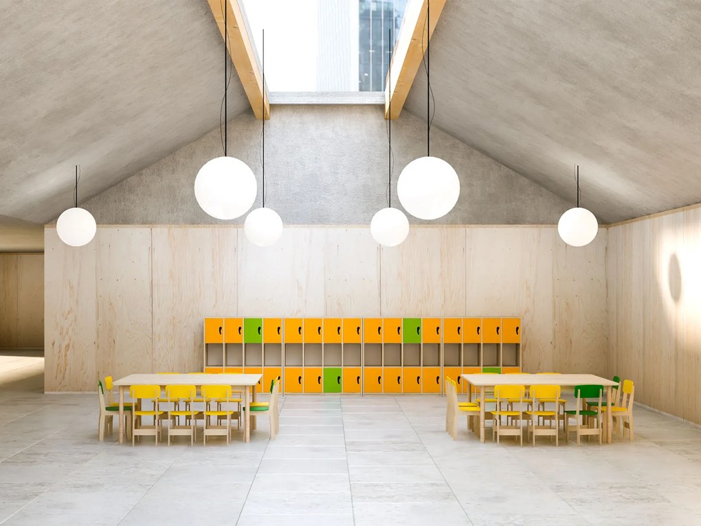 Stół przedszkolny 10-cio osobowy z regulacją wysokości klonowy