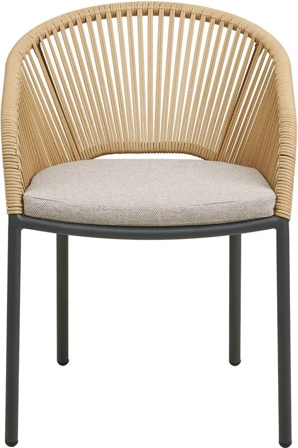 Beżowe metalowe tapicerowane krzesło ogrodowe Novella – House Nordic