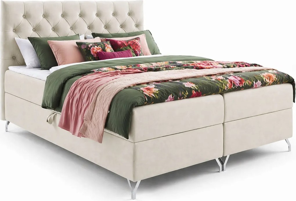 Kremowe nowoczesne lóżko kontynentalne 5 rozmiarów Z4-P84