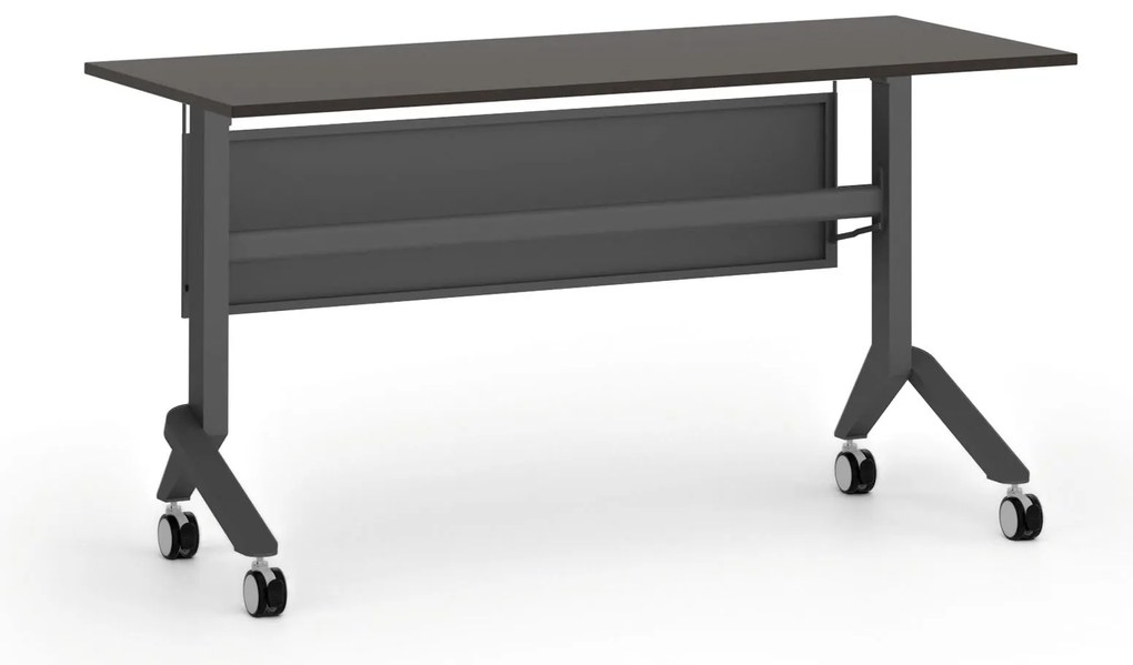 Mobilny stół PRIMO MOVE, 140x60 cm, czarna podstawa, wenge